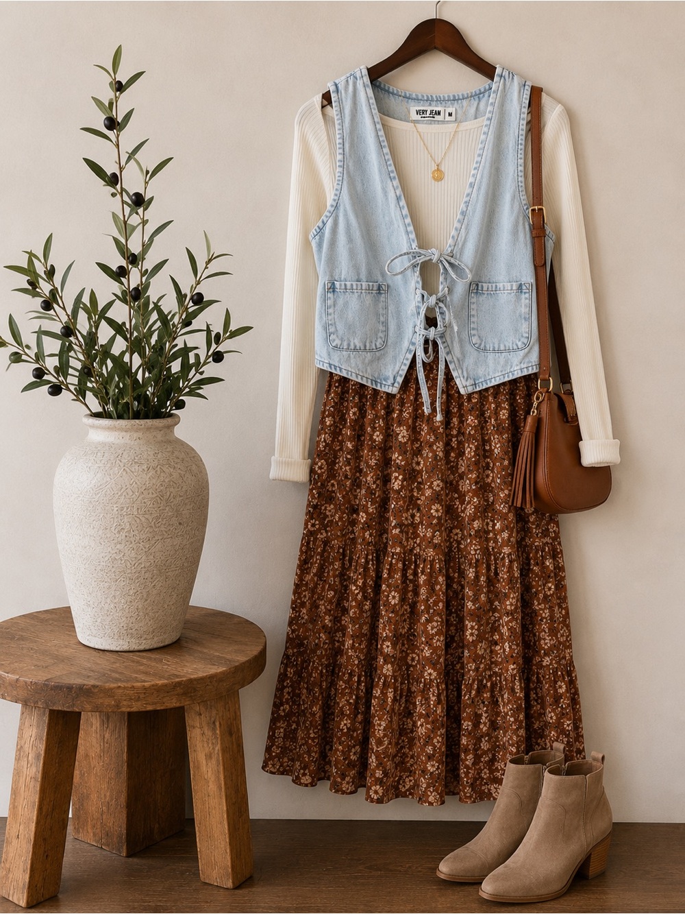 Very Jean | Light Wash Denim Tie Front Vest | M